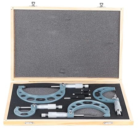 Juego de 4 micrómetros imperiales de 0 a 4 pulgadas, herramienta de medición de diámetro exterior con llave, calibrador micrométrico para mecanizado, ingeniería, metalurgia,