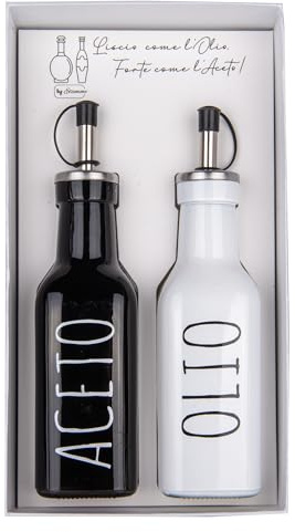 Doni Bomboniere Matrimonio 1 pz Set Olio E Aceto con Anniversario Tappo Dosatore Scatola Scritta Liscio Come L'Olio Forte L'Aceto Idee Regalo Complete Originali Economiche