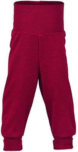 Engel Natur Baby-Hose lang mit Nabelbund, Bio-MerinoSchurwolle, maschinenwaschbar (62/68, rot melange)