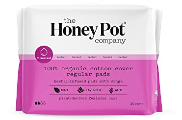 The Honey Pot Feminine Pads with Wings Regular, 20 Count