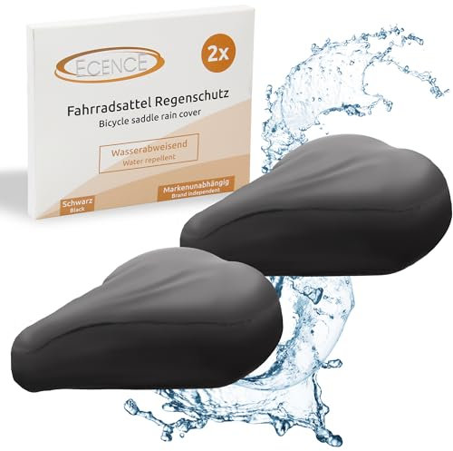 ECENCE Fahrradsattelüberzug 2er Set, Fahrrad-Sattel Regenschutz Fahrradsattelregenhülle, Sattelschutz Wasserdicht Fahrrad - Sattelbezug Schwarz