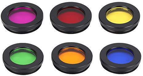 Lens Filter Set, 6 Colors 1.25 Inch Colorful Astronomical Telescopes Eyepieces Screw Thread Filter Kit with Stor
