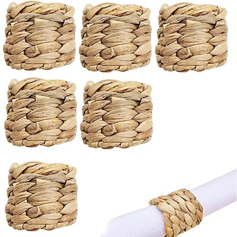 LZYKJGS 6 Stück Gewebte Serviette Ringe Set, Rustikale und Natürliche Serviettenringe für Tischdekoration, Hochzeit, Party und Alltag