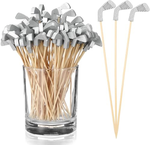 Nitiell 200 st 13 cm golfklubba tandpetare för förrätt, golfspett engångs bambu smörgås frukt cocktailval för golfcateringevenemang buffé fest semestertillbehör