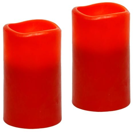 Flair Flower LED ljus äkta vax ljus LED-ljus flimrande varmt vitt stämningsljus belysning dekoration stubbljus stora adventsljus adventskrans, krans romantisk alla hjärtans dag set om 2, röd
