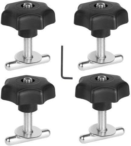 DBREAKS 4PCS T-nut Adapter Nutensteine, T5/T6 Edelstahl Befestigungsschrauben Rastschiene, T-Nut-Klemmschraube mit Pflaumenbaum Mutter und Unterlegscheibe, Befestigungen Ladungssicherung