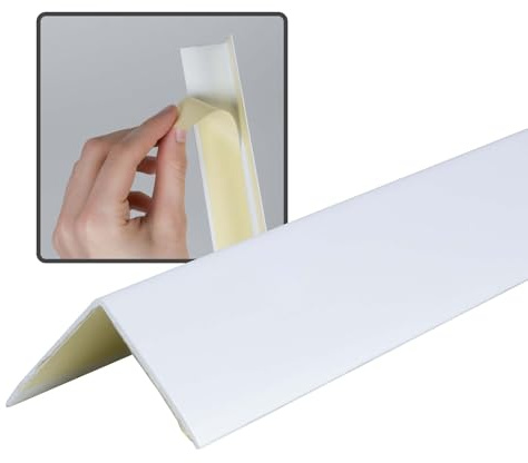Dalsys Angle Profile self-Adhesive PVC 30x30mm, 200cm White Corner Protection Profile, Corner Strip, high Edge Protection wall