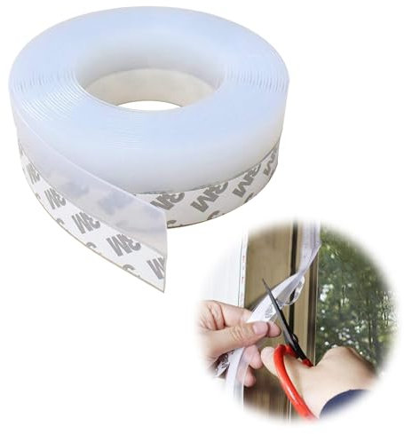 YALiya Tira de Sellado Burlete Puerta, Tira de Sellado Autoadhesiva Transparente, Tira de Sellado, 5M×45MM, Aislamiento, Acústico, a Prueba de Viento, Anti-bug de Sellado