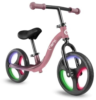 Momi ISOKA cykel utan pedaler för barn 2+ år (max 35 kg), lätt metallram 3,5 kg, höjdjustering styre och verktygsfri sadel, TPR-gummihjul med LED
