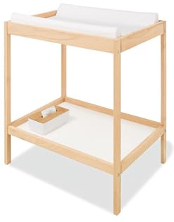 PINOLINO Wickeltisch Joris, Baby Wickelregal aus Buche Natur, platzsparende Wickelkommode mit Ablageboden, Ablagefach, skandinavisches Design, stabile & nachhaltige Wickelfläche, Maße: 55x75x99 cm