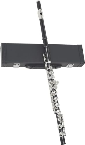 LABLADUO Flöjt, flöjter musikinstrument 16-håls flöjt svart vindinstrument C-nyckel mässingsflöjt med läderlåda tillbehör för musikinstrument