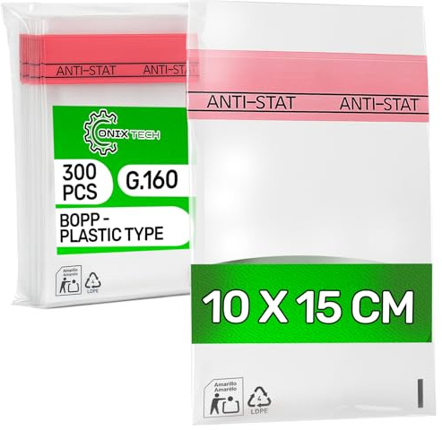 300 Piezas Bolsas Celofan Autoadhesivas 10 x 15 cm BOPP - Food Safe - Bolsa Celofan Transparente Autoadhesiva para Chuches Cumpleaños Galletas - Espesor 0,04 mm G.160 - ONIX TECH