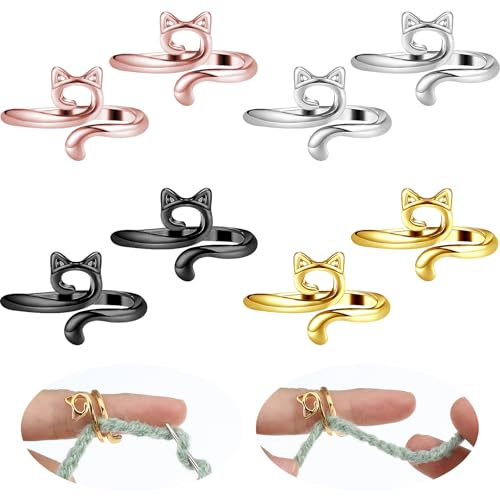 Guduling 8 Pcs Crochet Tension Ring,Crochet Ring,Crochets Rings for Fingers UK Adjustable,Crochets Supplies DIY Crafts, Braided Faster Accessories for Mother Grandma Gifts