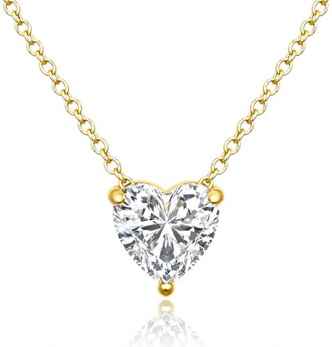 Lunarié Heart Pendant Necklace for Women – 18K Gold Plated Stainless Steel with Cubic Zirconia, Dainty Everyday Necklace, Hypoallergenic, Gift Box Included