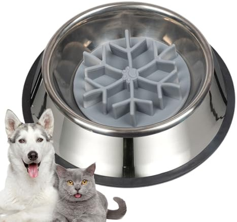 Slow Feeder Dog Bowls,Anti-choking Bowl - Silicone Stainless Steel Pet Feeding Dishes | for Dogs Puppy Pet Cat Water Feeding Eating Small Large Medium Breed