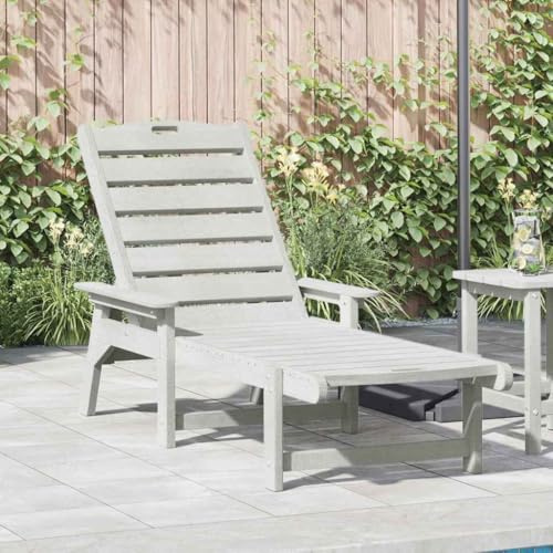 KTHLBRH Lettino da esterno moderno in plastica solida con schienale regolabile manuale e braccioli piatti per giardino o terrazza, gambe robuste e facile da montare, design rettangolare