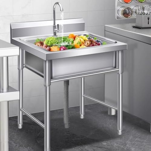 Lavello in acciaio inox con rubinetto, vasca singola autoportante per cucina commerciale, lavanderia, garage, patio, cortile e uso industriale