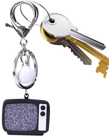 Retro TV-nyckelring – mini LED-skärm och ljud | punk-mönster ingen signalnyckel halsband för kulturfans | gåva för studenter tonåringar vuxna resenärer, ryggsäcksprydnad med, unisex födelsedag