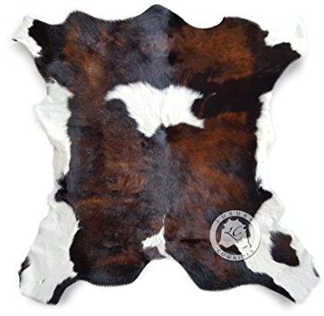 Teppich Kuhfell Kalbsleder Färsenleder Tricolor & Weiß, Größe 90 x 70 cm - Qualität von Pieles del Sol aus Spanien