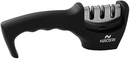 Nirosta 42180 FACKELMANN Messerschärfer, 3 Stufen, (ABS) Acrylnitril-Butadien-Styrol Elastomer, Schwarz und Edelstahl