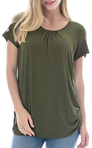 Smallshow de Lactancia Materna para Mujer Camiseta de Lactancia Materna Modelo de Manga Corta Army Green Large