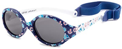 Kiddus Occhiali da Sole Polarizzati per neonato, bebè, bambino, bambina. Da 0 mesi. UV400 100% protezione UVA e UVB. Fascia removibile. Marinaio