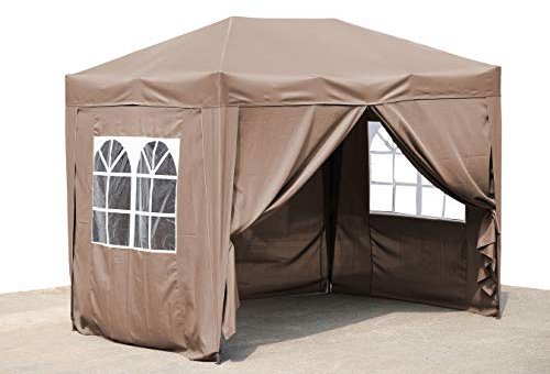 QUICK STAR Gazebo Pop-Up 2 x 3 m Beige avec 4 parois latérales Easy Fastening avec 2 Fermetures éclair