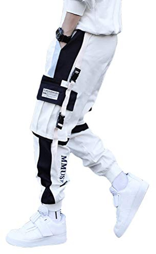 ORANDESIGNE Pantaloni da Jogging da Uomo Multi-Tasca Harem Hip Pop Pantaloni Sportivi da Uomo Pantaloni Cargo da Uomo alla Moda Casual