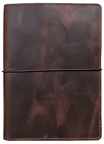 newestor Travelers Notebook Cover with Inner Pockets, Card Slots and Pen Holder, A5, Dark Brown