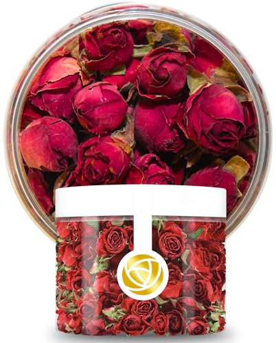 Rosie Rose Dekorative Rosenblüten in 7 Farben - 20g - Dekorative getrocknete Blüten, Topping für Torten, Kuchen Dekoration,100% natürlich zum Backen Kochen & Dekorieren (Red Cherry)