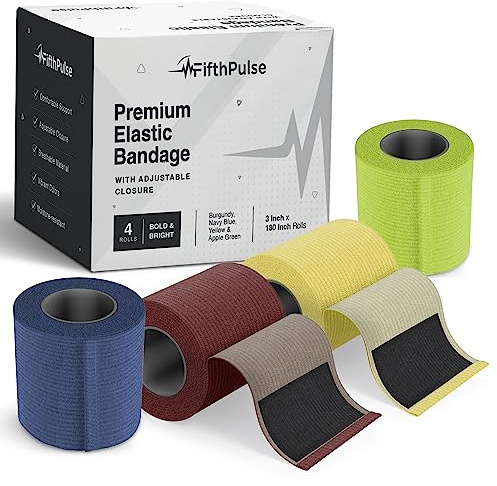 Elastic Bandage Wrap for Wounds, Self-Closure - 3 x 180 Compression Bandage Medical Wrap - (4) Breathable & Moisture Resistant Elastic Wrap Bandages for Foot, Leg, Arm, & Body Sprains
