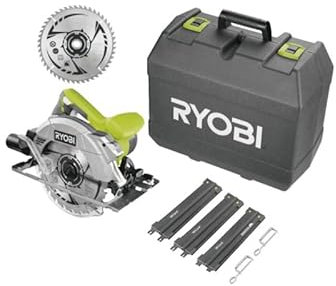 Pack RYOBI Scie circulaire RCS1600-K2B - 1600W - 66mm - 1 lame 48 dents - 1 lame 24 dents - guide de coupe - RAK03SR