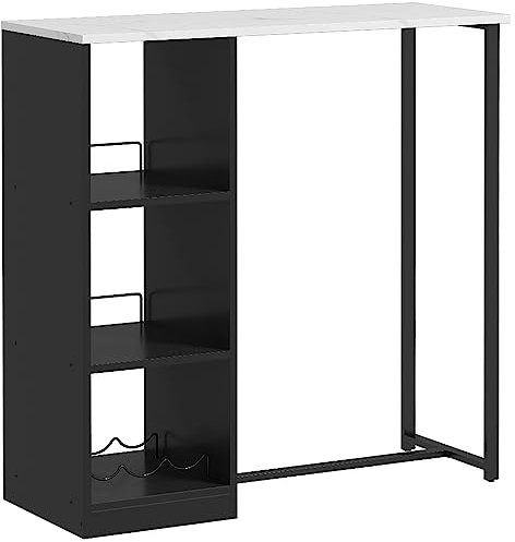 HOMCOM Tavolo da bar, tavolo alto da cucina, mangia in piedi, telaio in acciaio, piano effetto marmo - 105 x 40 x 105 cm, bianco