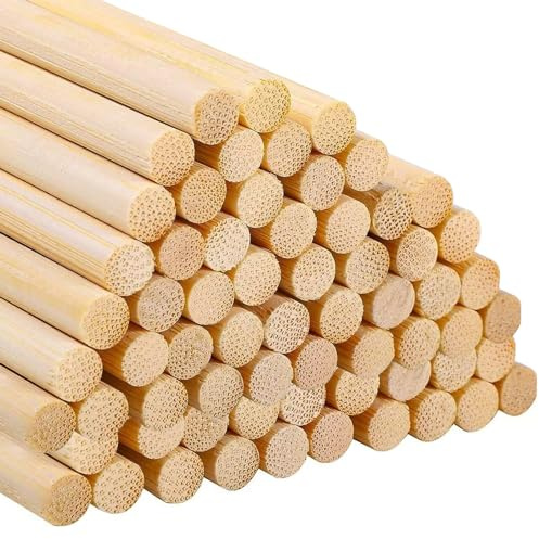 80 Bastoncini di Bambù per Fai da Te, Lunghi Legni Rotondi Naturali, per Decorazioni (30 cm x 8 mm)