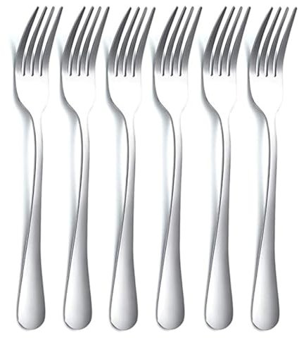 Dinner Forks 6 Pieces, Stainless Steel 20cm Table Forks Cutlery Forks Set, Silverware Set, Dishwasher Safe.