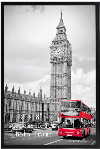 Giftgarden Cadre 30x45 cm Noir Brillant, Cadre Photo Poster 30x45 cm en PVC, pour œuvres d'art, Affiches, Certificats et Albums de Famille - 1 Pièces, pour Montage Mural Uniquement