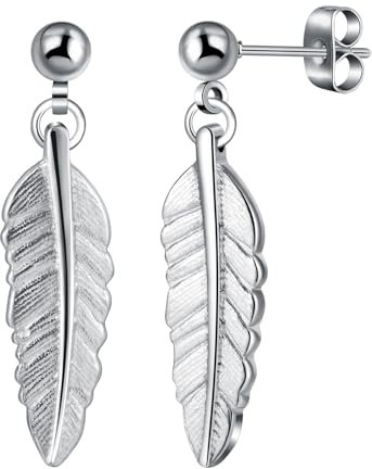 Yumilok Ohrringe Edelstahl Herren Feder Ohrhänger Creolen Klappcreolen Ohrringe Edelstahl Herren Unisex Huggie