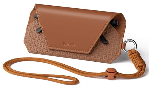 VULKIT Étui à Lunettes en Cuir Portable pour Femmes et Hommes, Étui Mince pour Lunettes de Soleil, Housse Unisexe, Porte-Lunettes avec Lanière Réglable