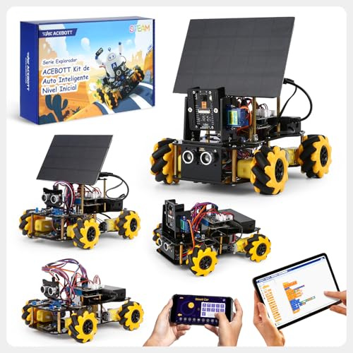 4-i-1-ESP32-smart kamera solrobotbil, 4 WD-fjärrkontroll bil robotsats för barn i åldern 8–12 12–16+ år, STEM-leksak, vetenskapligt kodningsset för arduino/Scratch/phython