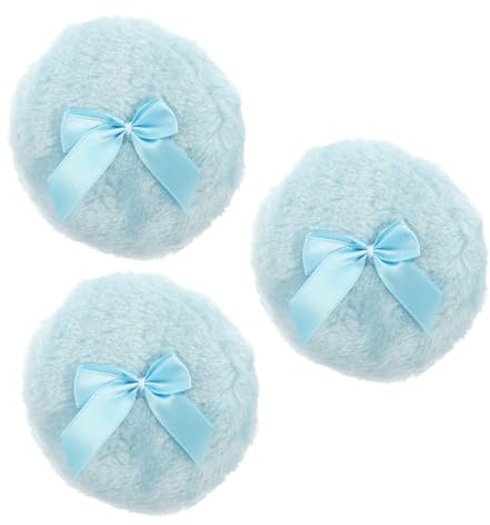 Beaupretty Borla De Polvo Refrescante Para Bebés 3 Unidades Tamaño Pequeño Esponjosa Algodón Para Polvo Suelto Uso Doméstico Lazo