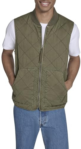 Levi's Men's Diamond Quilted Utility Vest, Olive, X-Large