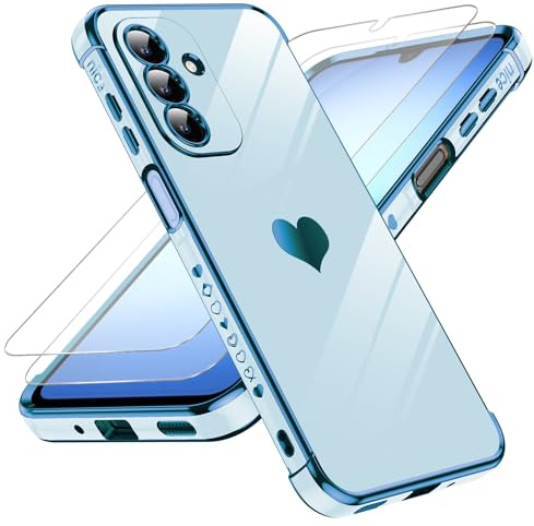 LeYi for Samsung Galaxy A17 4G/5G Phone Case with 2 Screen Protector Blue