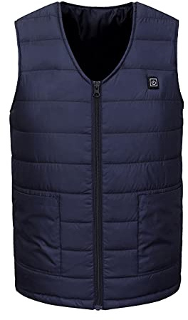Gilet riscaldato elettrico da uomo, giacca invernale lavabile, ricaricabile tramite USB, unisex, tinta unita, con cerniera intera, gilet riscaldato per attività all'aperto, campeggio, equitazione