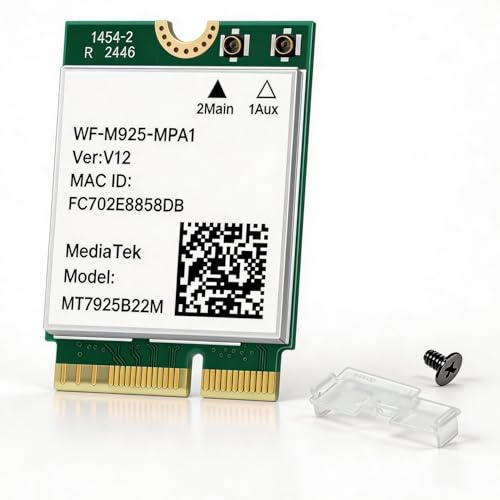 Tarjeta de red WiFi 7 M.2 2230 Tri-Band 2.4G/5G/6GHz 6.5Gbps Bluetooth 5.4 Adaptador inalámbrico para ordenador portátil, chip MT7925, juegos de baja latencia, compatible con Windows 11/10