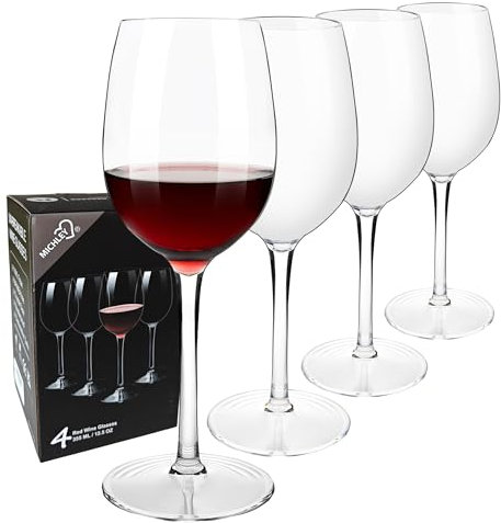 COOKY.D Verres à vin en Tritan-Plastique pour Vin Rouge 355 ML, 100% Incassable à Long Verres à vin Rouge, Lave-Vaisselle Garanti, Lot de 4