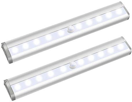 PANENDIANO 10 LED-Sensor-Schrankbeleuchtung zur Erkennung von Personenerkennungslicht, Nachtlicht mit Bewegungsmelder, Batterietyp, 3M-Band-Magnet