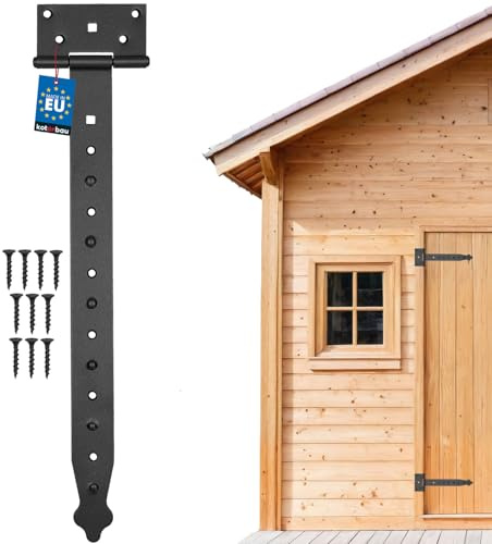 KOTARBAU® Kreuzgehänge - 400 mm - T Scharniere - Gartentor Scharnier - Ladenband - Türscharniere für Holztüren - Schwerlast Scharniere - pulverbeschichteter Stahl - Schwarz