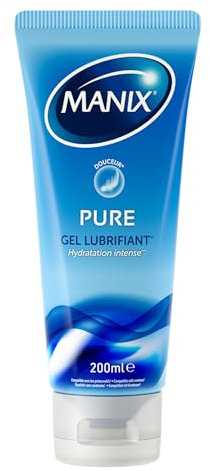 MANIX Pure Gel : Lubrifiant Intime (200mL) à Base d'Eau / Compatible avec les Préservatifs / Idéal pour les Rapports Vaginaux et Anaux