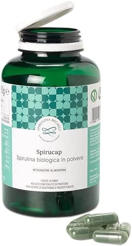 SPIRULINA BECAGLI Spirucap - Spirulina Bio 180 Capsule, Alga Spirulina Integratore Made in Italy, Detox, Energia e Difese Immunitarie, Vegan Naturale
