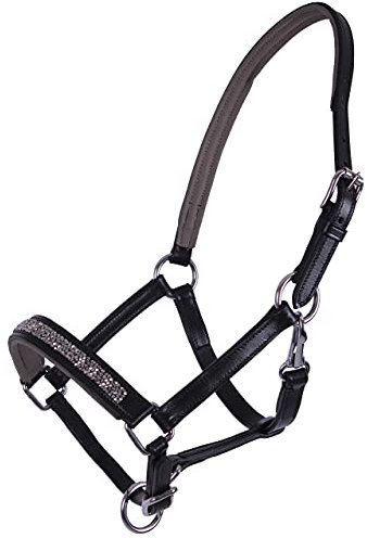 ARBO-INOX Fohlenhalfter Lederhalfter für Fohlen mit Strasssteinen (04, GRAU)